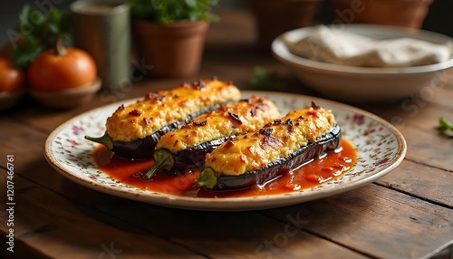 Delicious Baked Eggplant Stuffed with Cheese Recipe photo