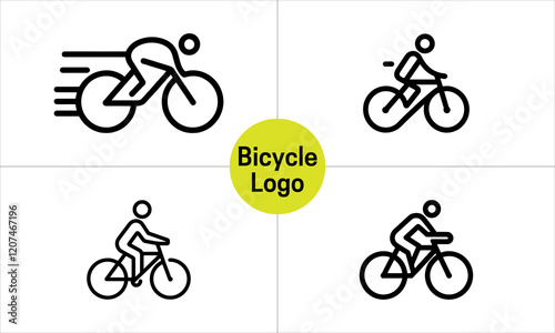 Set of Bicycle icon vector logo template. Line art Bicycle logo design icon symbol vector illustration. Bicycle sign