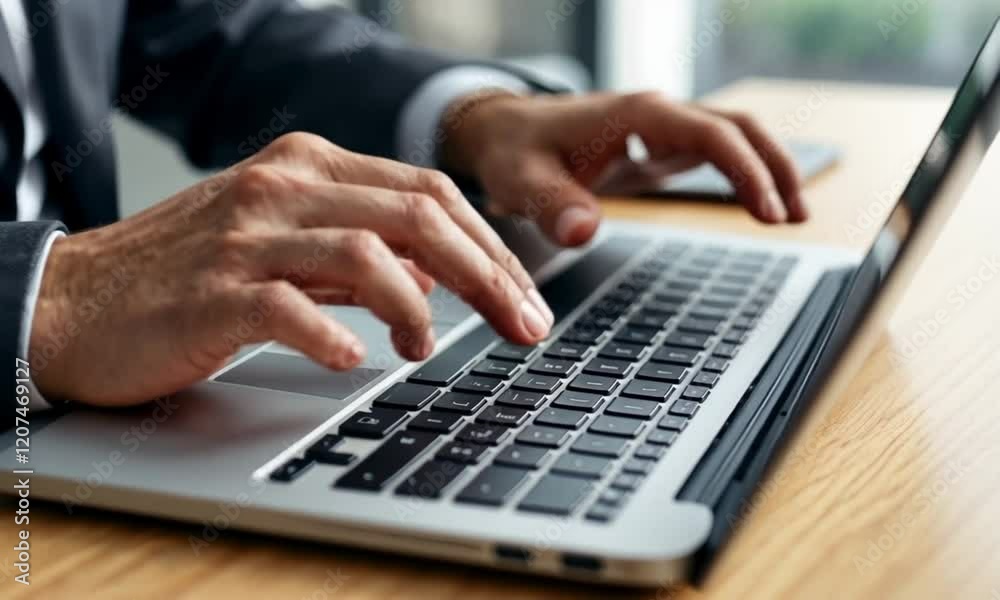Close-up of Businessman's Hands Typing on Laptop Keyboard Close-up of Businessman's Hands Typing on Laptop Keyboard