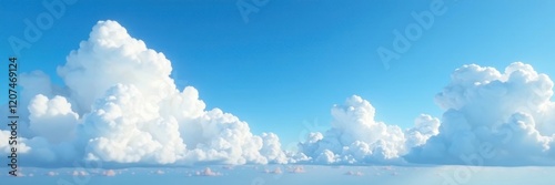 Azure expanse, fluffy white cumulus clouds drift lazily , texture, formation, bright