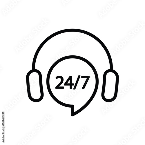 24/7  hours Headphone for support or service vector icon symbol 