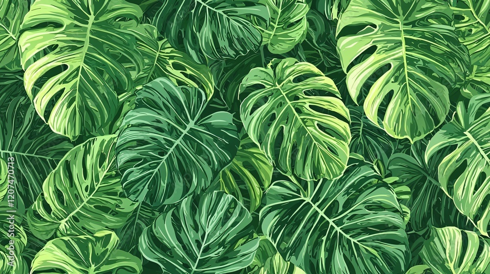 custom made wallpaper toronto digitalLush Green Monstera Leaves Pattern Seamless Tropical Foliage Nature Background Design