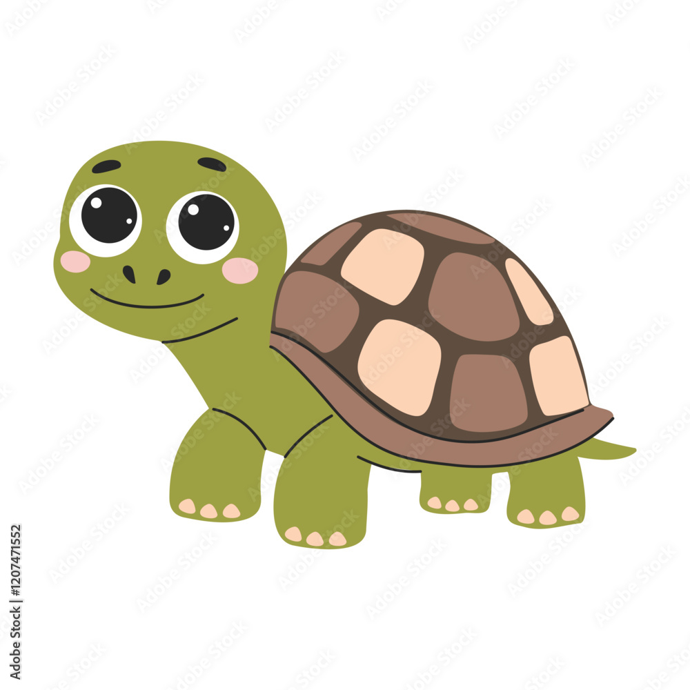 Obraz premium Cute cartoon turtle. Vector illustration isolated on a white background.