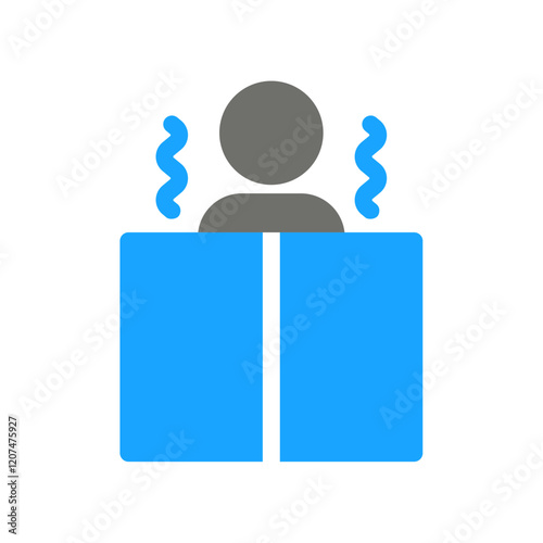 people cryotherapy flat icon illustration blue and grey color