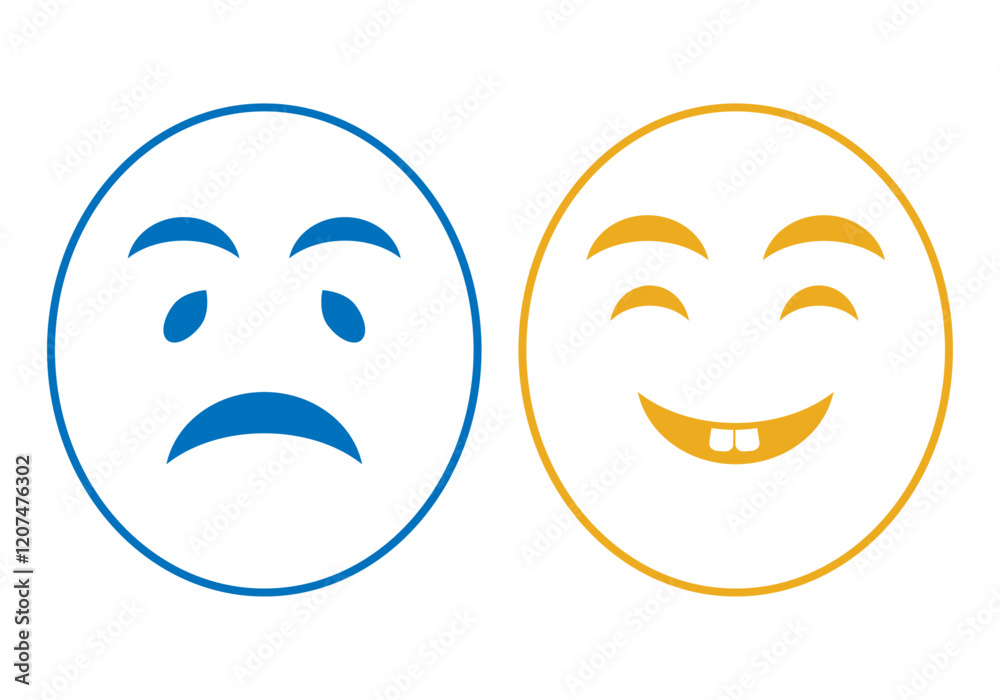 Cara triste vs cara alegre. Tristeza y alegría, Emociones. Psicología Cara triste vs cara alegre. Tristeza y alegría, Emociones. Psicología