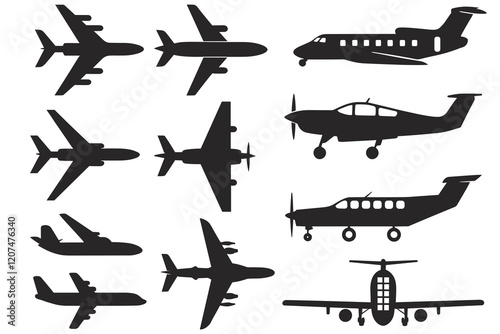 airplane silhouette.  aircraft icon.  jet plane vector