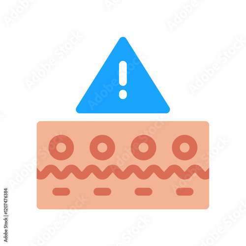 sensitive skin warning epidermis flat illustration icon design blue and skin tone color