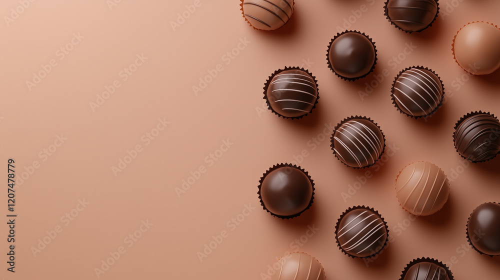 Fototapeta premium モダンでシンプルなトリュフチョコレートの背景デザイン