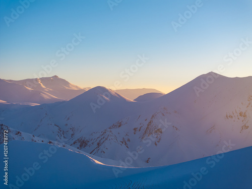 Palandöken Ski Center in the Winter Season Drone Photo, Palandoken Mountains Erzurum, Turkiye (Turkey) photo