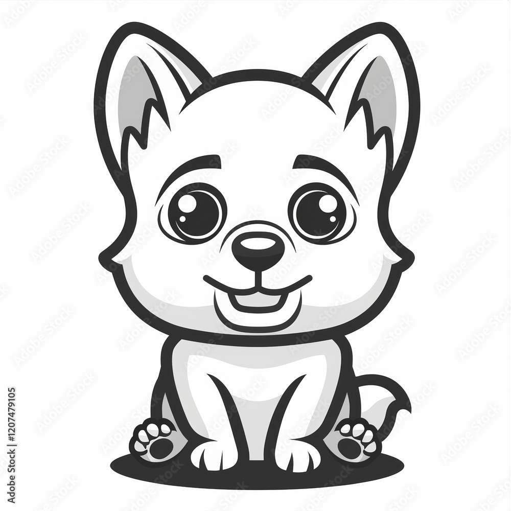 Cute Dingo Vector Logo With Friendly Expression and Playful Outline Cute Dingo Vector Logo With Friendly Expression and Playful Outline