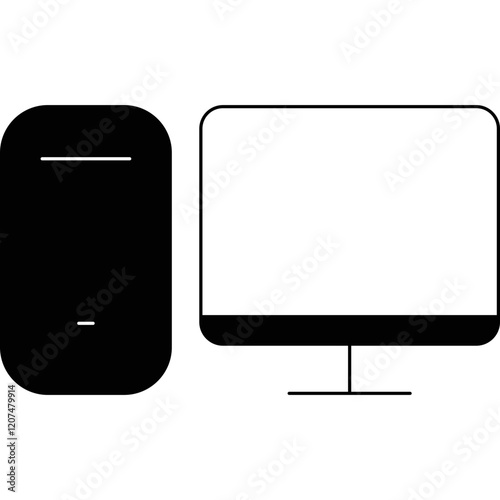 Simple vector icon desktop computer
