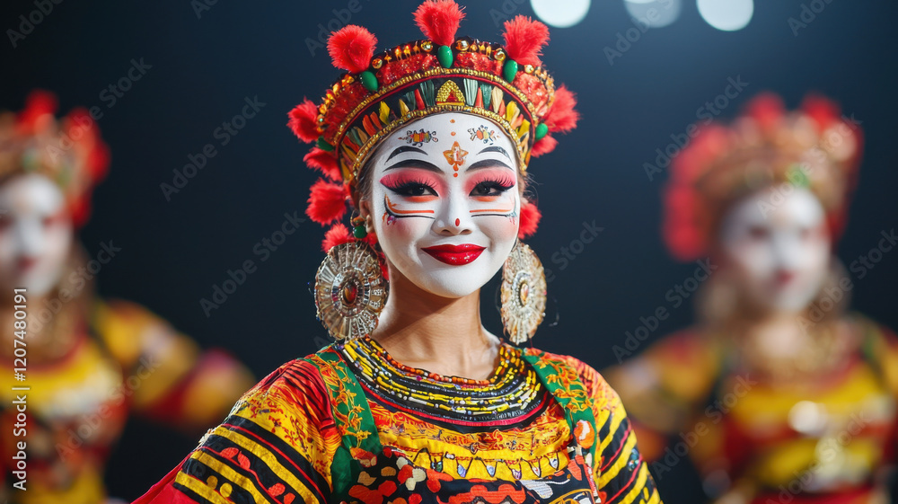 Casino Culture Concept, vibrant performer in traditional costume showcases artistry and culture Casino Culture Concept, vibrant performer in traditional costume showcases artistry and culture