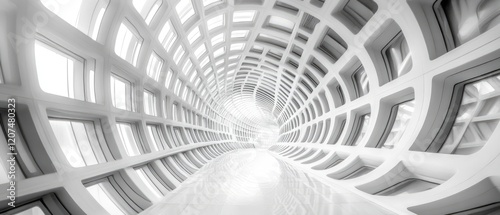 Wallpaper Mural Modern white hallway with a grid pattern and windows looking out. Torontodigital.ca