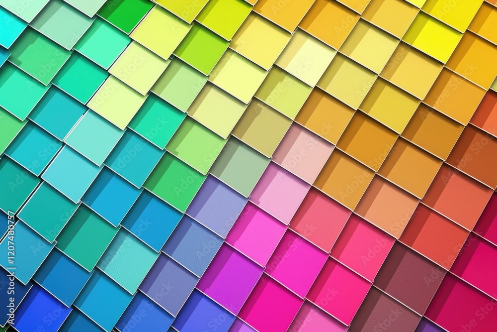 Colorful Square Paint Swatches Arranged In Diagonal Pattern Colorful Square Paint Swatches Arranged In Diagonal Pattern