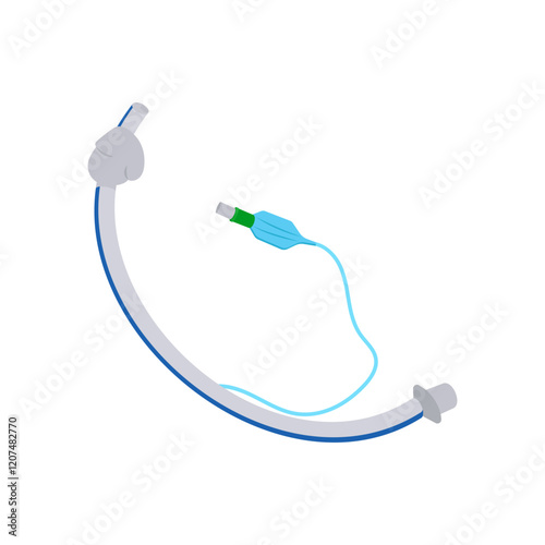 Endotracheal Tube, Veterinary Flat Vector Illustration