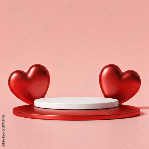 mini podium 3d product display with valentine theme hearts