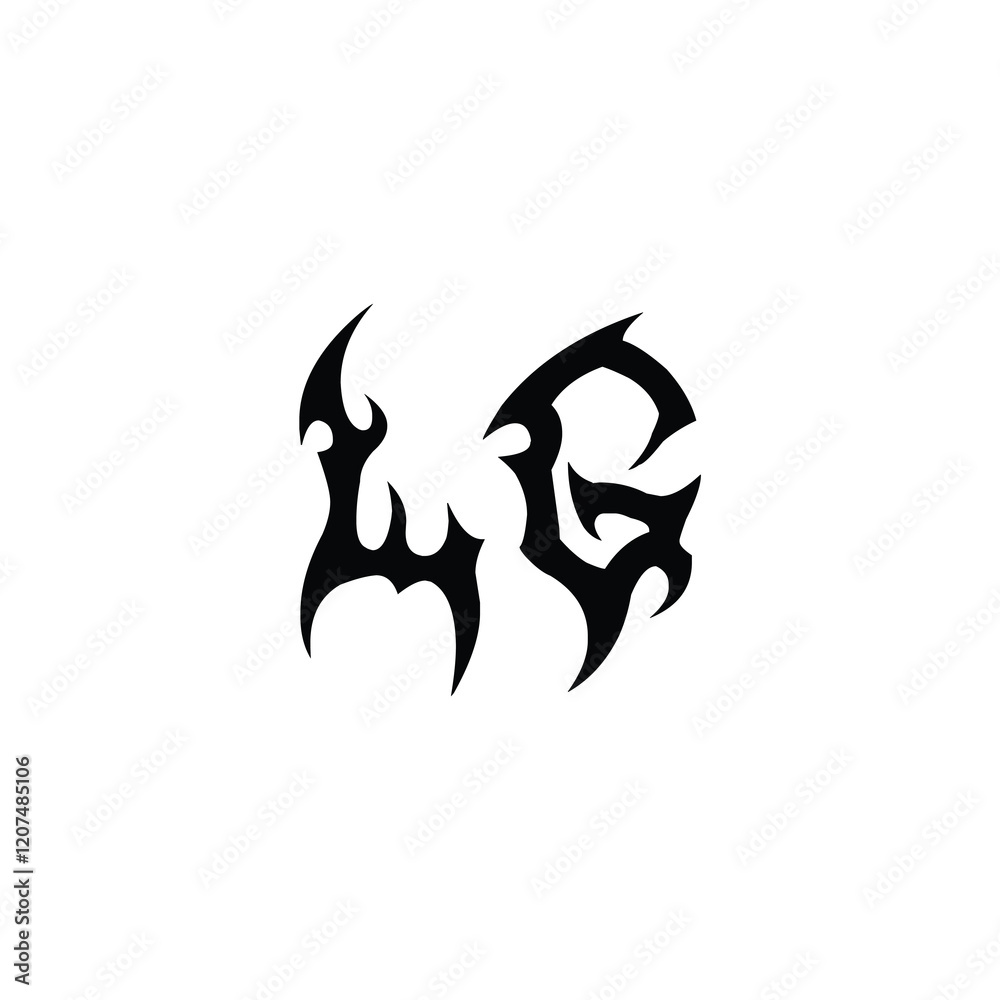 Obraz premium LG monogram logo design letter text name symbol monochrome logotype alphabet character simple logo