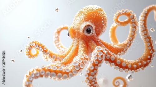 Vibrant underwater octopus display digital art close-up of marine life environment photo