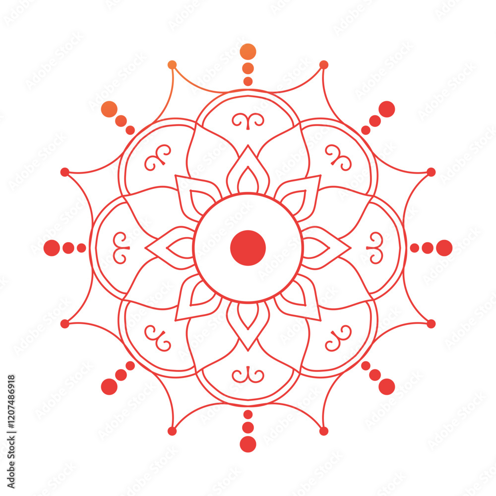 Hand drawn mandala design. Easy mandala Outline.  Vector mandala design. Mandala design for coloring 