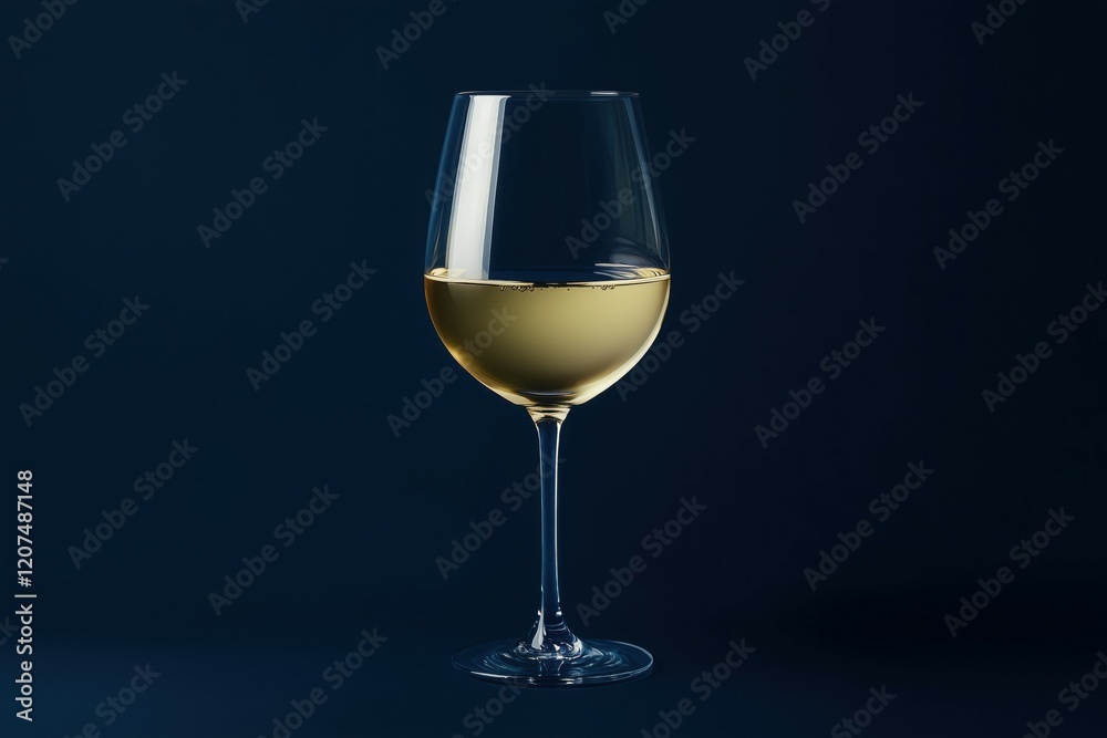 A glass of white wine on dark blue background, dramatic light. A glass of white wine on dark blue background, dramatic light.