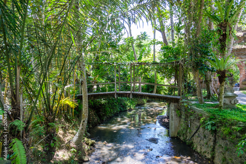 Wooden bridge on small stream Wooden bridge on small stream