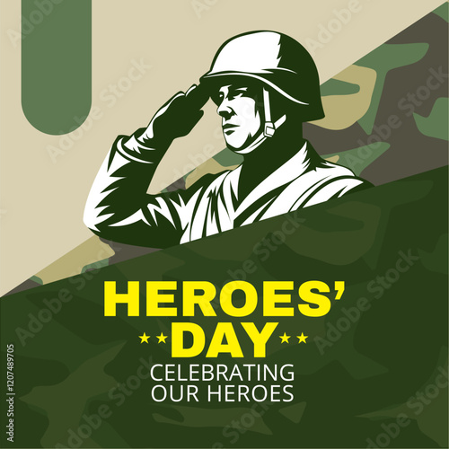A vector design celebrating Heroes Day, featuring bold patriotic elements, customizable text, and vibrant graphics. Perfect for digital use and print, fully editable.