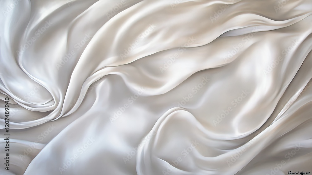 Abstract white and silver satin texture with natural folds and a soft blur pattern, exuding luxury and grace Abstract white and silver satin texture with natural folds and a soft blur pattern, exuding luxury and grace