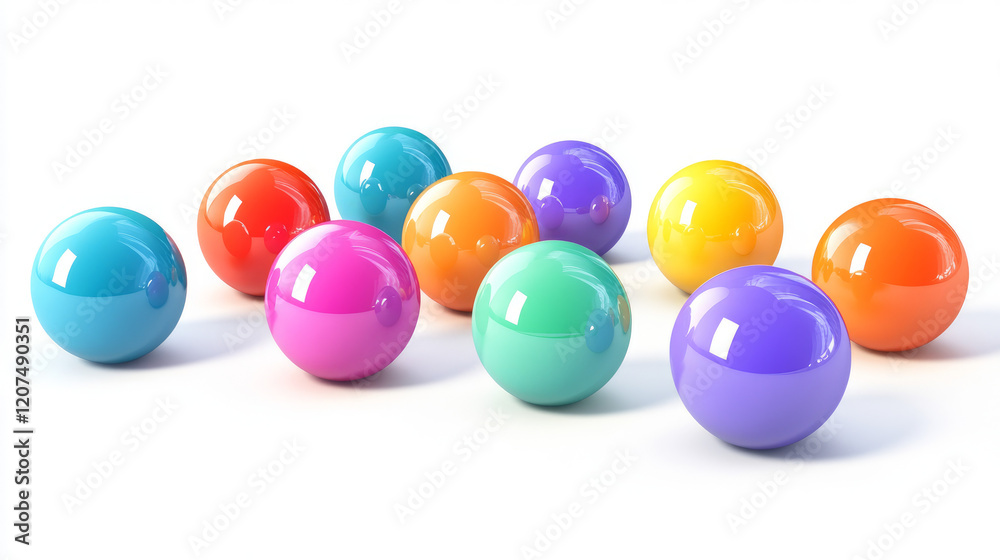 Colorful balls. 3d ball. Set of glossy spheres and balls on a white background with a shadow. Vector illustration Colorful balls. 3d ball. Set of glossy spheres and balls on a white background with a shadow. Vector illustration