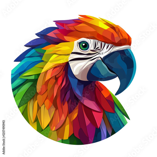 Colorful parrot head logo design in a circle. photo