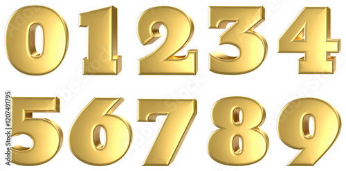 set of 3d golden numbers
