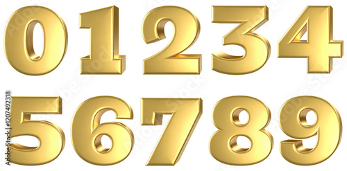 set of 3d golden numbers