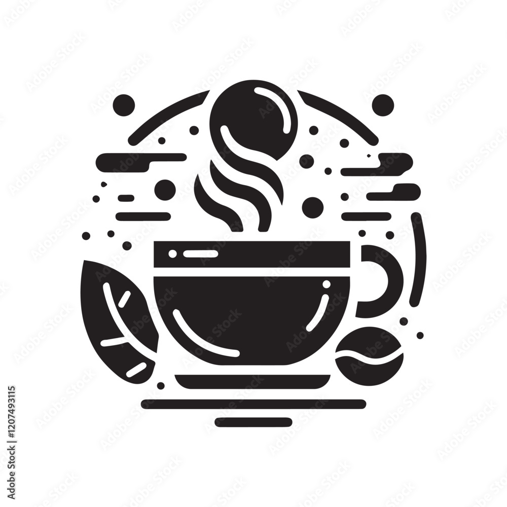 Coffee shop logo. Retro badge coffee bean and leaf branch with mountain natural icon line stamp logo vector design in vintage hipster modern style, premium coffee shop bar brand symbol icon Coffee shop logo. Retro badge coffee bean and leaf branch with mountain natural icon line stamp logo vector design in vintage hipster modern style, premium coffee shop bar brand symbol icon