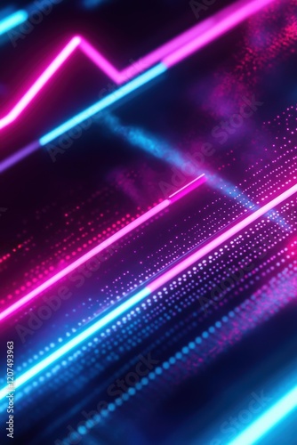 Vibrant Neon Lines in Abstract Geometric Composition