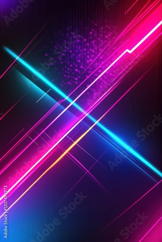 Vibrant Neon Lines in Abstract Geometric Composition