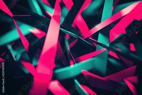 Vibrant Neon Lines in Abstract Geometric Composition