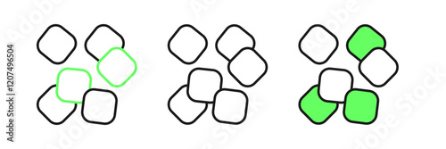 Set line Sugar cubes icon isolated on white background. Sweet, nutritious, tasty. Refined sugar. Vector