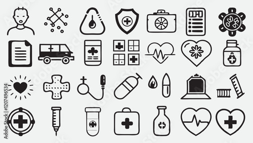 Hand-drawn Medical Icons Set