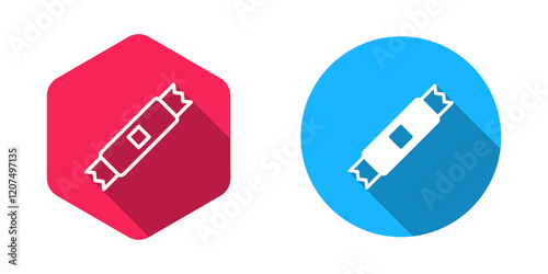 Filled and outline Sugar stick packets icon isolated with long shadow background. Blank individual package for bulk food products as coffee, salt, spices. Vector