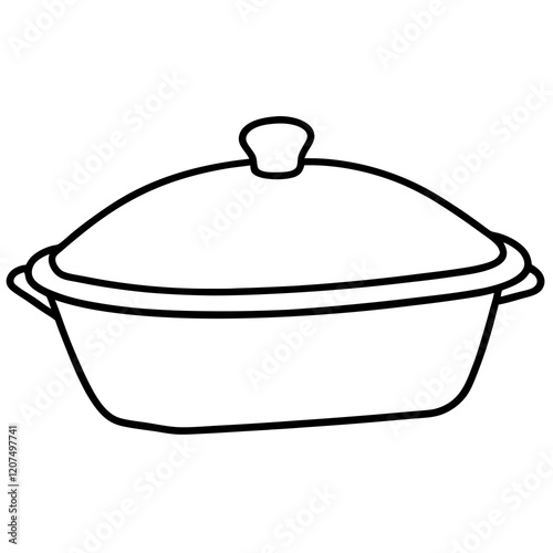  casserole dish line art vector illustration 