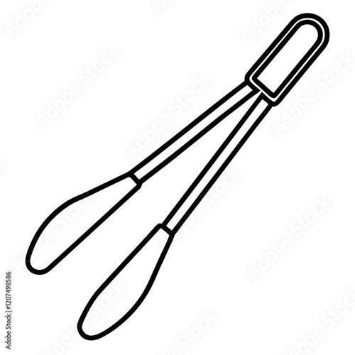 tongs line art vector illustration 