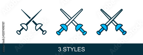 Filled outline Fencing icon isolated on white background. Sport equipment. Vector
