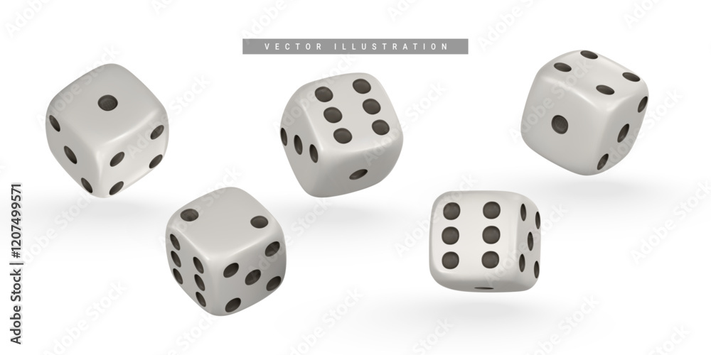 Realistic 3d dice from different sides. Casino game concept. Vector illustration Realistic 3d dice from different sides. Casino game concept. Vector illustration