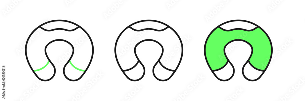 Set line Travel neck pillow icon isolated on white background. Pillow U-shaped. Vector Set line Travel neck pillow icon isolated on white background. Pillow U-shaped. Vector