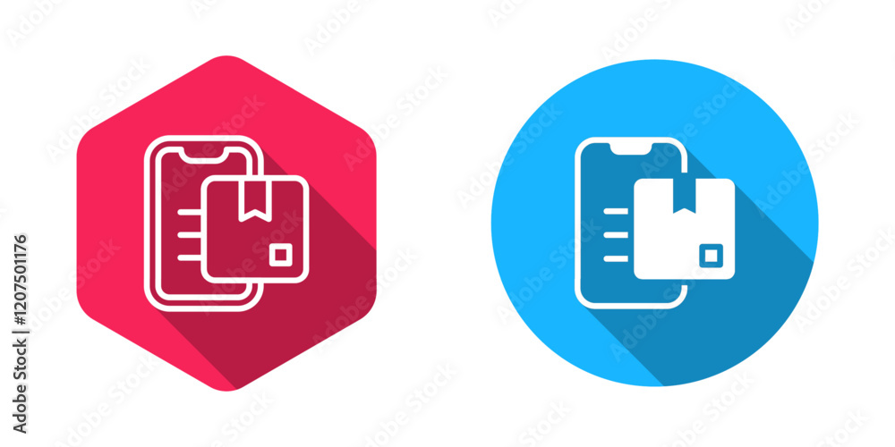 Filled and outline Document tracking marker system icon isolated with long shadow background. Parcel tracking. Vector Filled and outline Document tracking marker system icon isolated with long shadow background. Parcel tracking. Vector