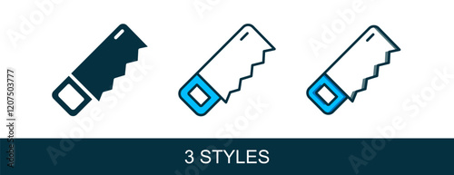Filled outline Hand saw icon isolated on white background. Vector