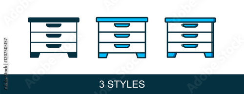 Filled outline Chest of drawers icon isolated on white background. Vector