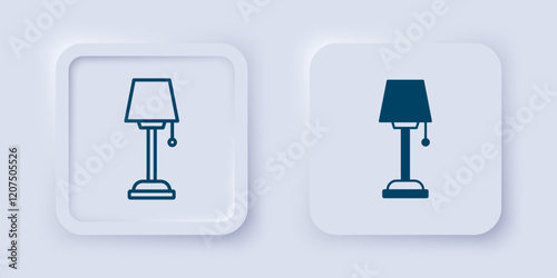 Filled and outline Floor lamp icon isolated on grey background. Square button. Vector