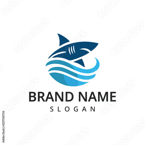 Shark logo design illustration, Shark icon in white background