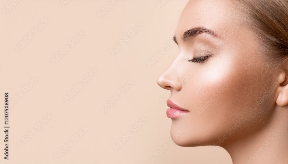 Profile of feminine face with closed eyes and make-up Profile of feminine face with closed eyes and make-up
