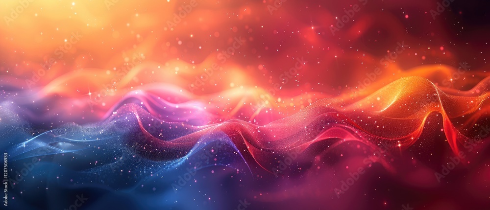 Abstract Colorful Waves with Glittering Particles Abstract Colorful Waves with Glittering Particles